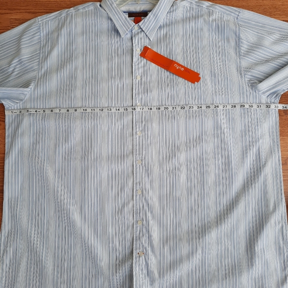 nyne New You New Energy Men's Stripe Button Up Shirt Short Sleeve SZ 4XLT Tall - Picture 7 of 13
